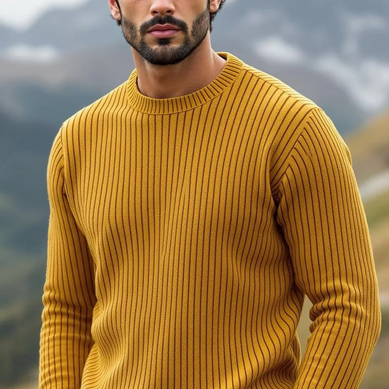 Men's Solid Color Round Neck Long Sleeve Sweater MTA1102I1Z sold by Manly product image thumbnail 3