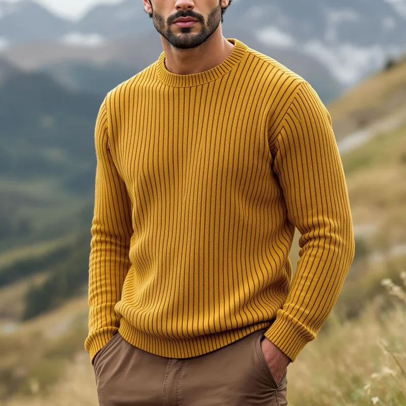 Men's Solid Color Round Neck Long Sleeve Sweater MTA1102I1Z sold by Manly product image thumbnail 2