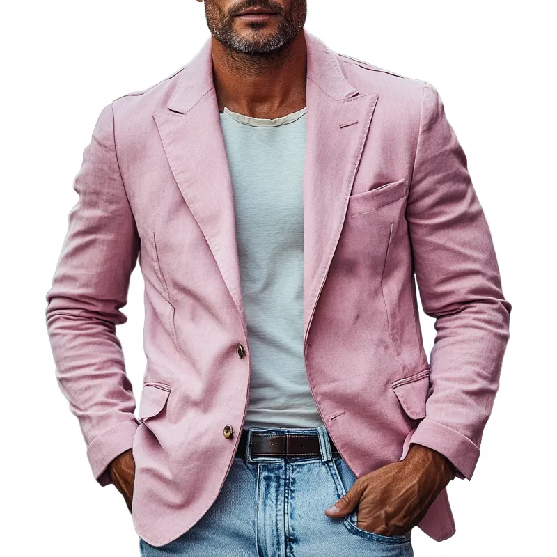 Men's Casual Solid Color Cotton Blend Single-Breasted Blazer MTA1069I9X sold by Manly
