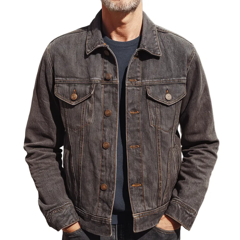 Men's Vintage Classic Grey Denim Jacket MTA0926I5U sold by Manly