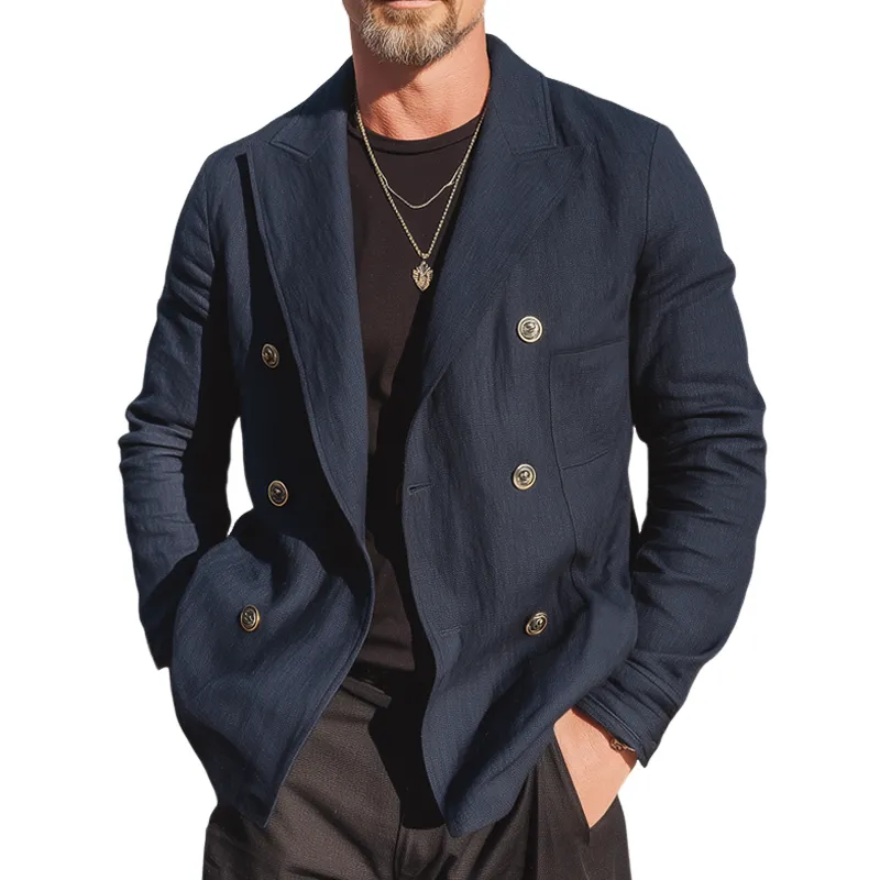 Men's Classic Navy Double-Breasted Blazer MTA1023I0U sold by Manly