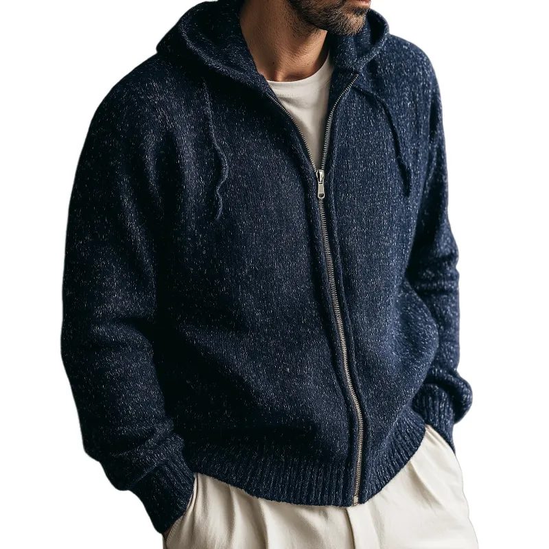 Men's Vintage Casual Business Knit Hooded Zipper Jacket MTA0959I3TO sold by Manly