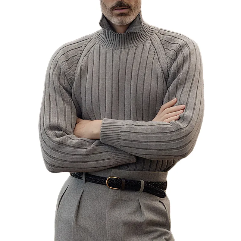 Men's Solid Striped Long Sleeve Knitted Sweater MTA1098I0Z sold by Manly