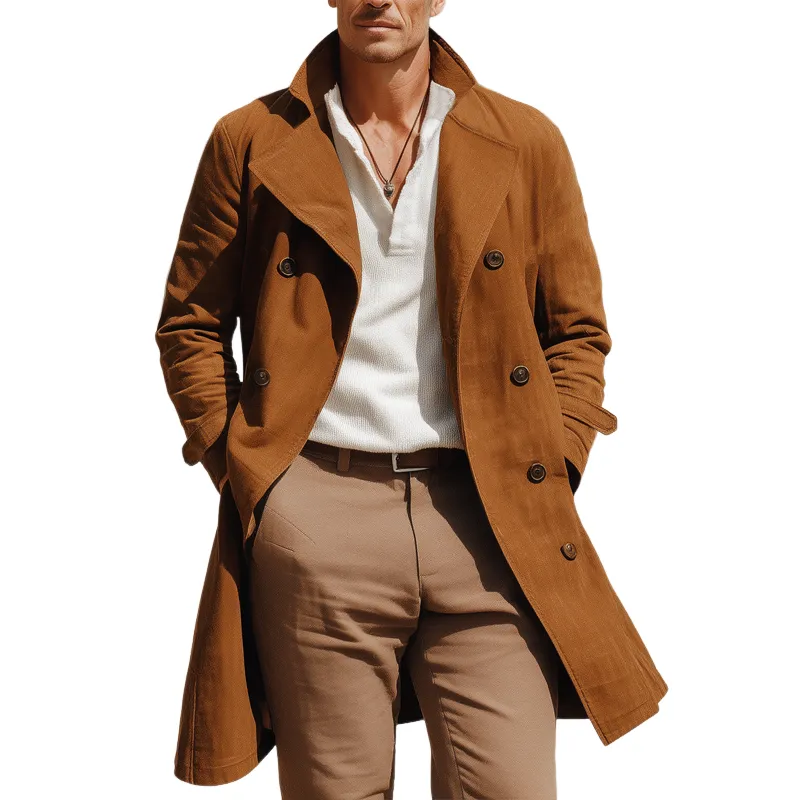 Men's Vintage Classic Double-Breasted Suede Coat MTA1370I0U sold by Manly