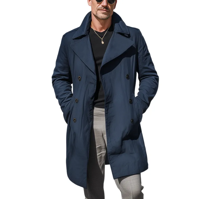 Men's Classic Navy Blue Double-breasted Trench Coat MTA1372I9U sold by Manly