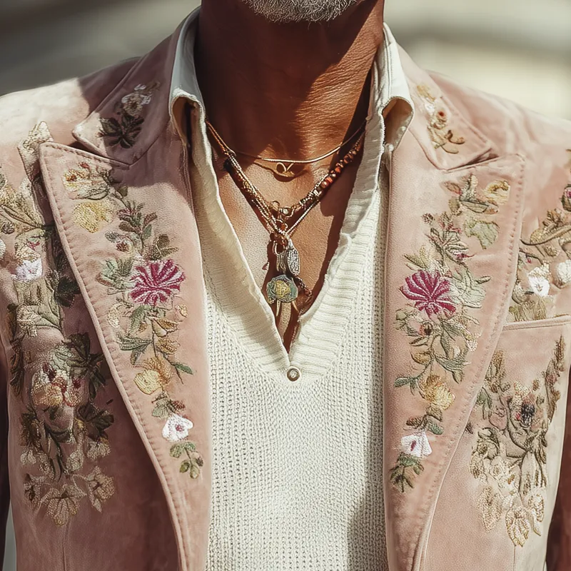 Men's Exquisite Embroidered Velvet Two-button Blazer MTA1306I6U sold by Manly product image thumbnail 3
