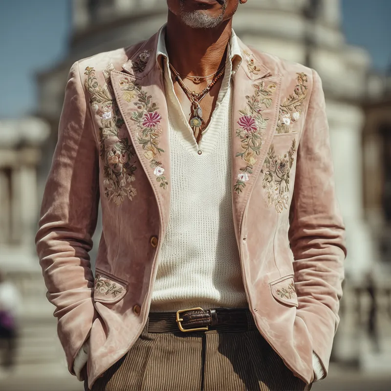 Men's Exquisite Embroidered Velvet Two-button Blazer MTA1306I6U sold by Manly product image thumbnail 2