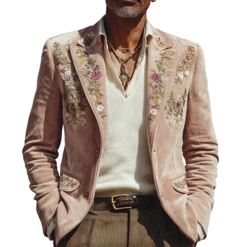 Men's Exquisite Embroidered Velvet Two-button Blazer MTA1306I6U sold by Manly