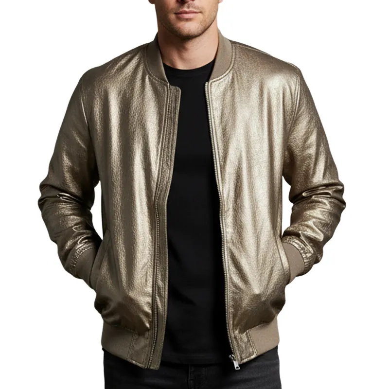 Men's Luxe Textured Zip-Up Baseball Jacket MTA1327I7U sold by Manly