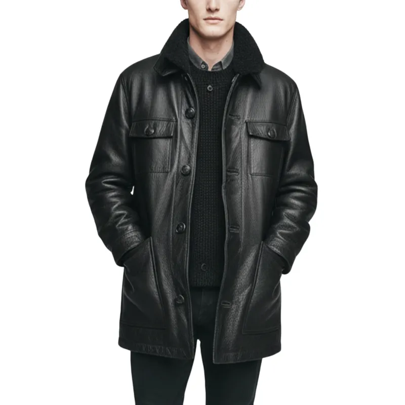 Men's Classic Vintage Polar Fleece Collar Multi-pocket PU Leather Jacket MTA1326I8K sold by Manly