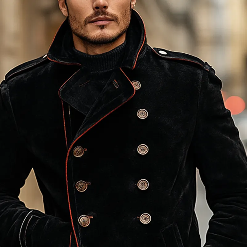 Men's Double-breasted Faux Suede Jacket With Contrasting Panels MTA1391I8X sold by Manly product image thumbnail 3