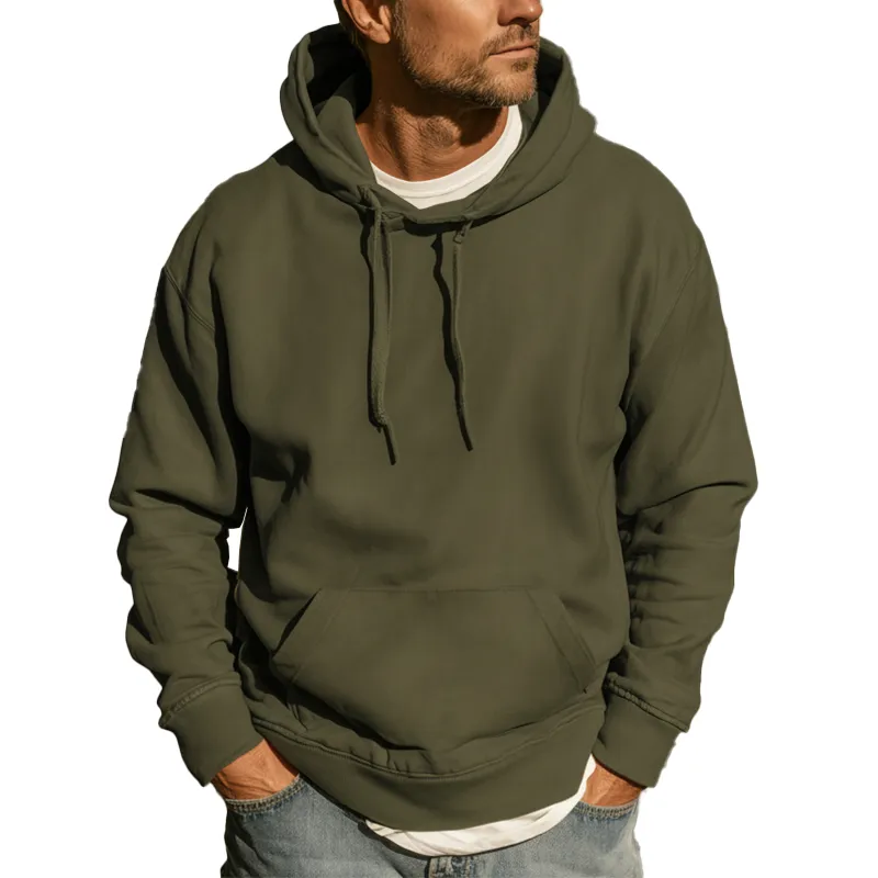 Men's Autumn Fashion Solid Color Large Pocket Hooded Sweatshirt MTA1329I7P sold by Manly