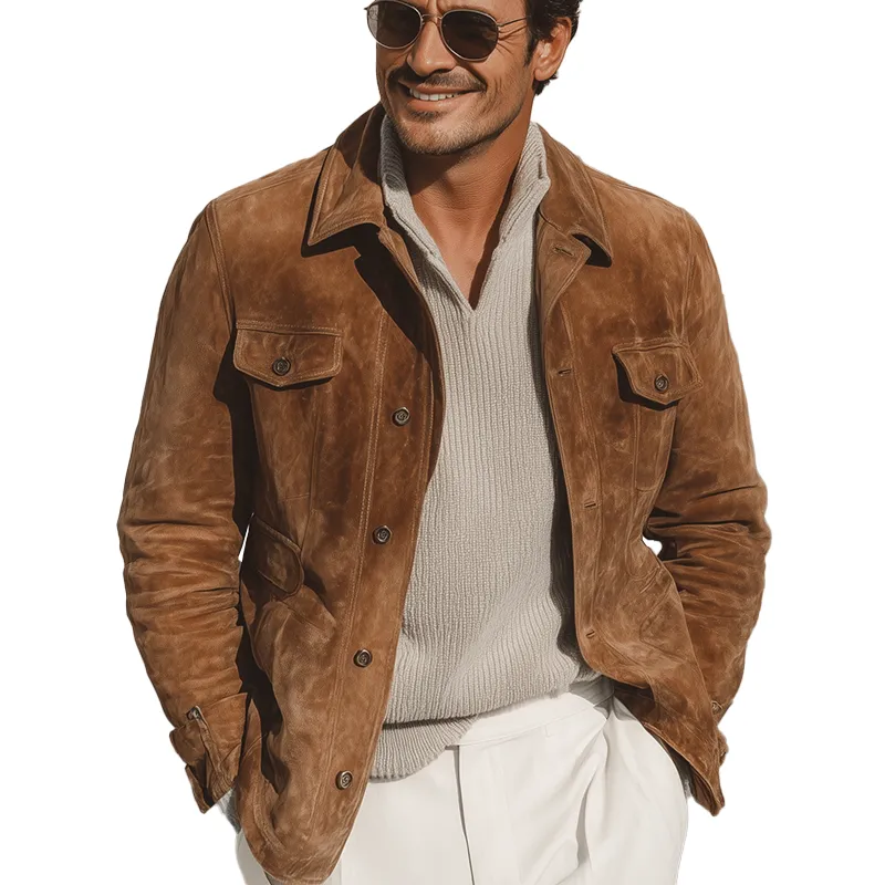 Men's Autumn/Winter Vintage Faux Suede Button Jacket MTA1365I9P sold by Manly