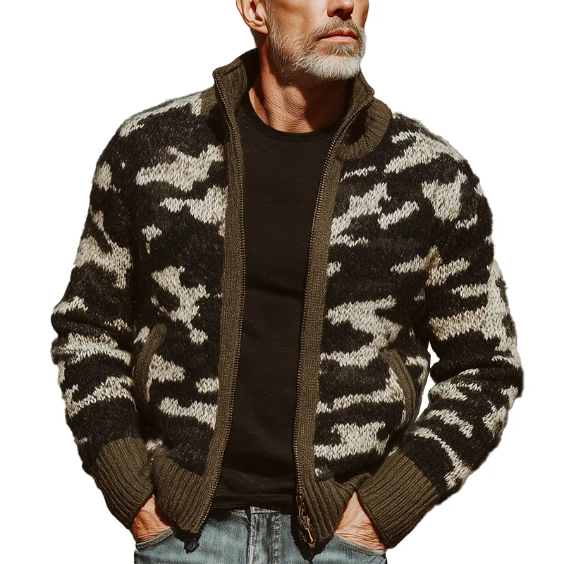 Men's Autumn And Winter Fashion Camouflage Knitted Zipper Sweater Cardigan MTA1393I7P sold by Manly