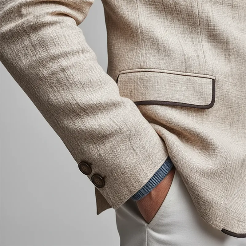 Men's Autumn Fashion Slub Linen Blend Thin Cardigan Jacket MTA1363I7P sold by Manly product image thumbnail 4