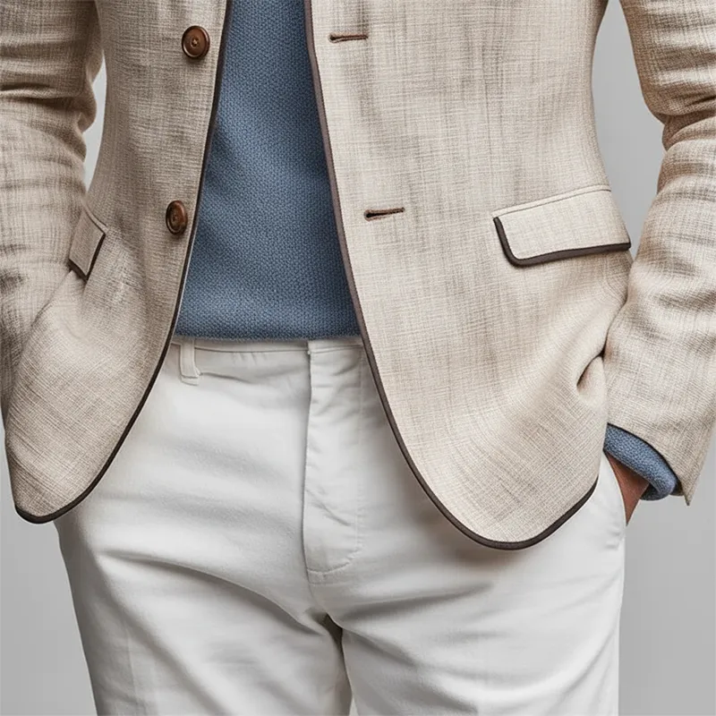 Men's Autumn Fashion Slub Linen Blend Thin Cardigan Jacket MTA1363I7P sold by Manly product image thumbnail 5