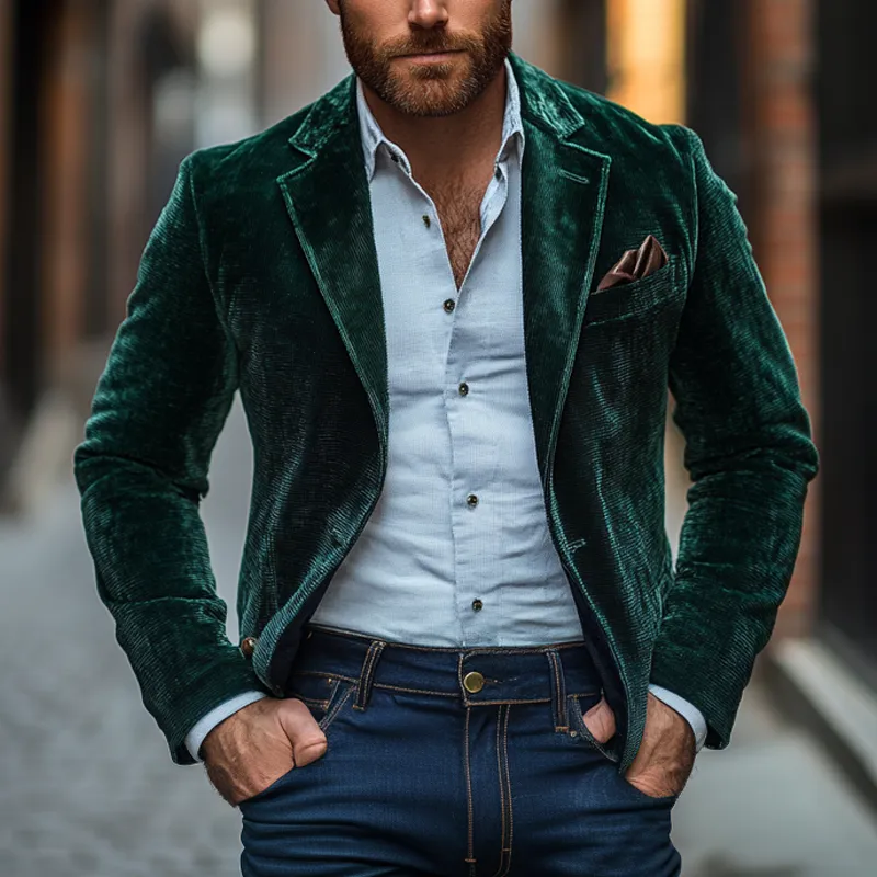 Men's Vintage Solid Color Corduroy Lapel Blazer MTA1287I9X sold by Manly product image thumbnail 2