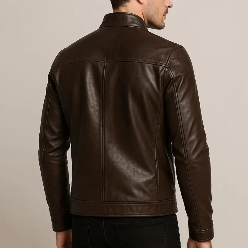 Men's Faux Leather Stand Collar Zipper Biker Jacket MTA1257I6Z sold by Manly product image thumbnail 3