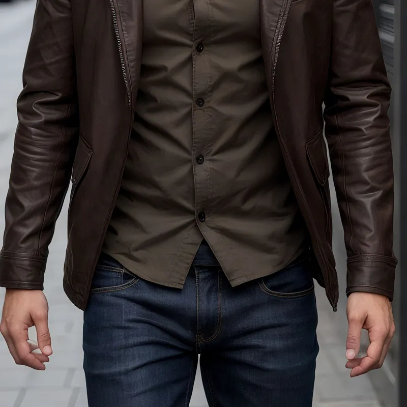 Men's Faux Fur Lapel Splicing PU Leather Zipper Jacket MTA1260I1Z sold by Manly product image thumbnail 4