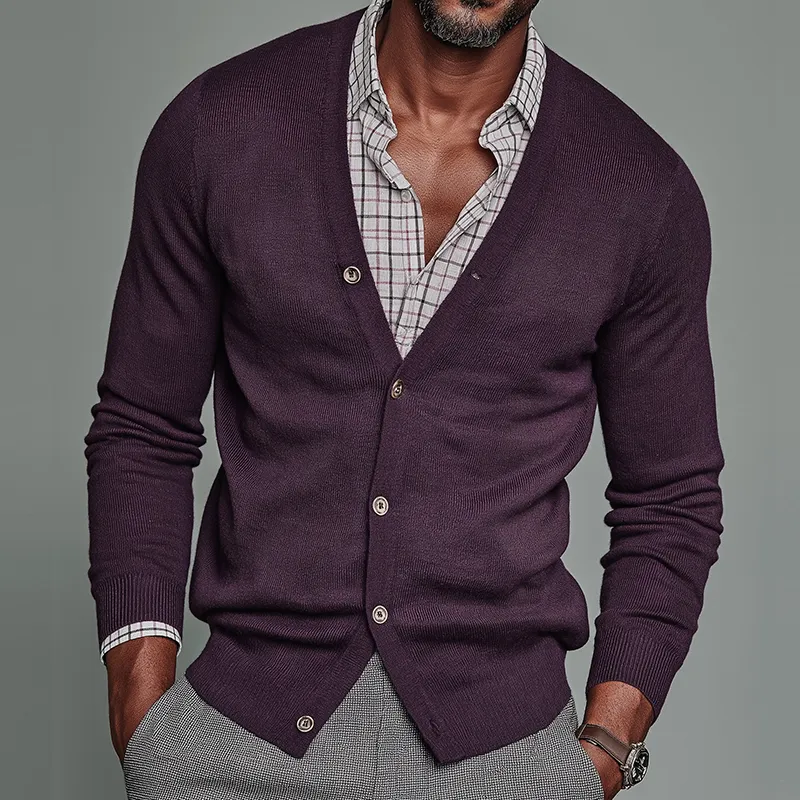 Men's Vintage Casual Solid Color Knitted Button Sweater Cardigan MTA1523I9TO sold by Manly product image thumbnail 2