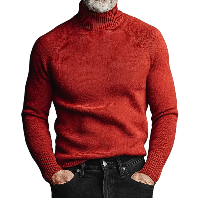 Men's Retro Casual Solid Color Knitted Turtleneck Sweater MTA1582I2TO sold by Manly