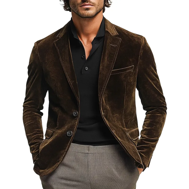Men's Retro Velvet Slim Lapel Blazer MTA1553I8X sold by Manly