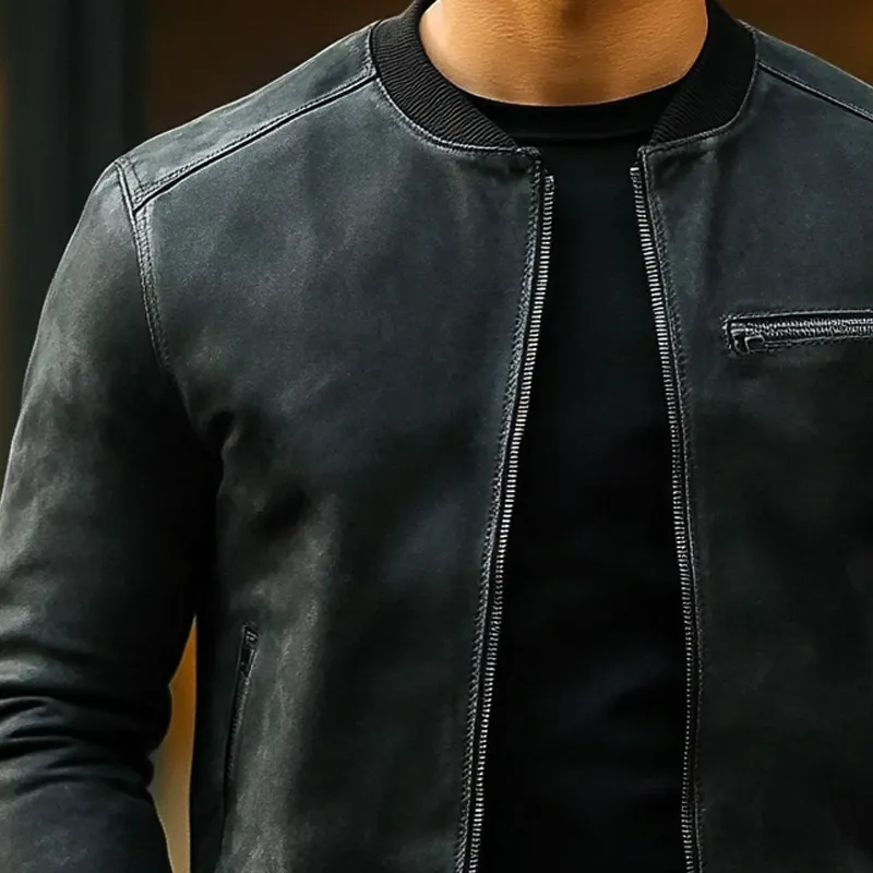 Men's Casual Solid Color Baseball Collar PU Jacket MTA1545I8X sold by Manly product image thumbnail 2