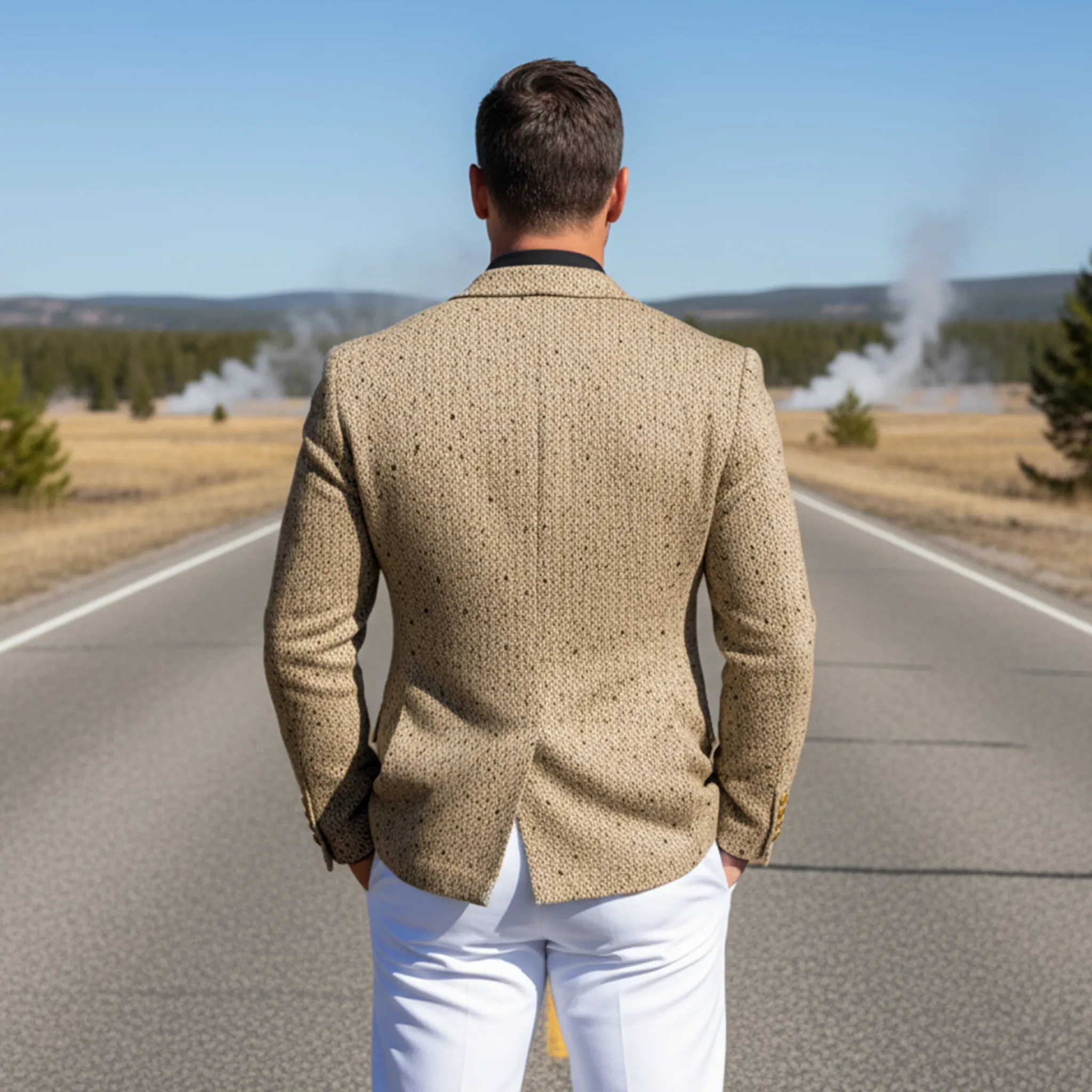 Men's Classic Retro Woolen Texture Single-breasted Slim-fit Blazer MTA1567I3K sold by Manly product image thumbnail 4