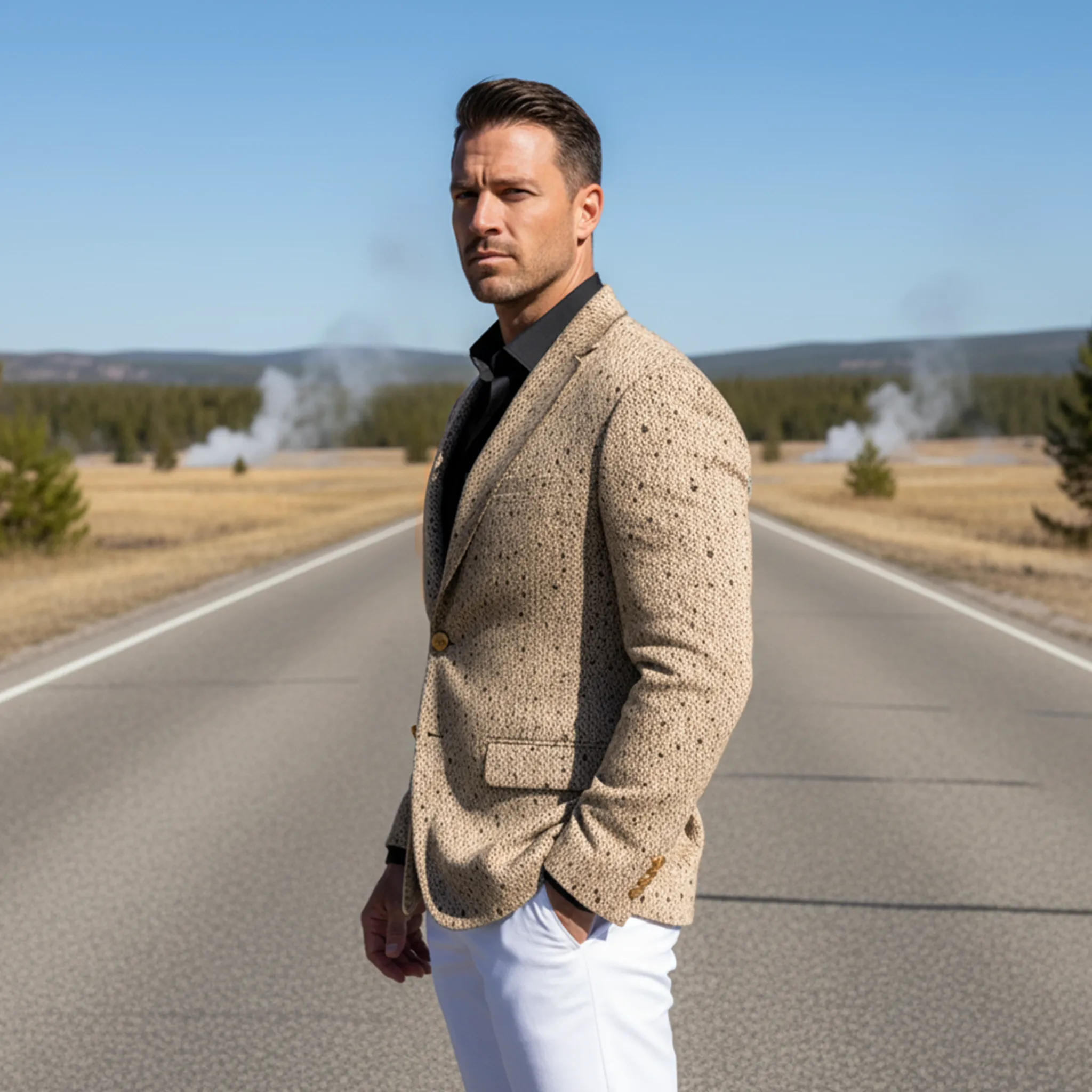 Men's Classic Retro Woolen Texture Single-breasted Slim-fit Blazer MTA1567I3K sold by Manly product image thumbnail 3