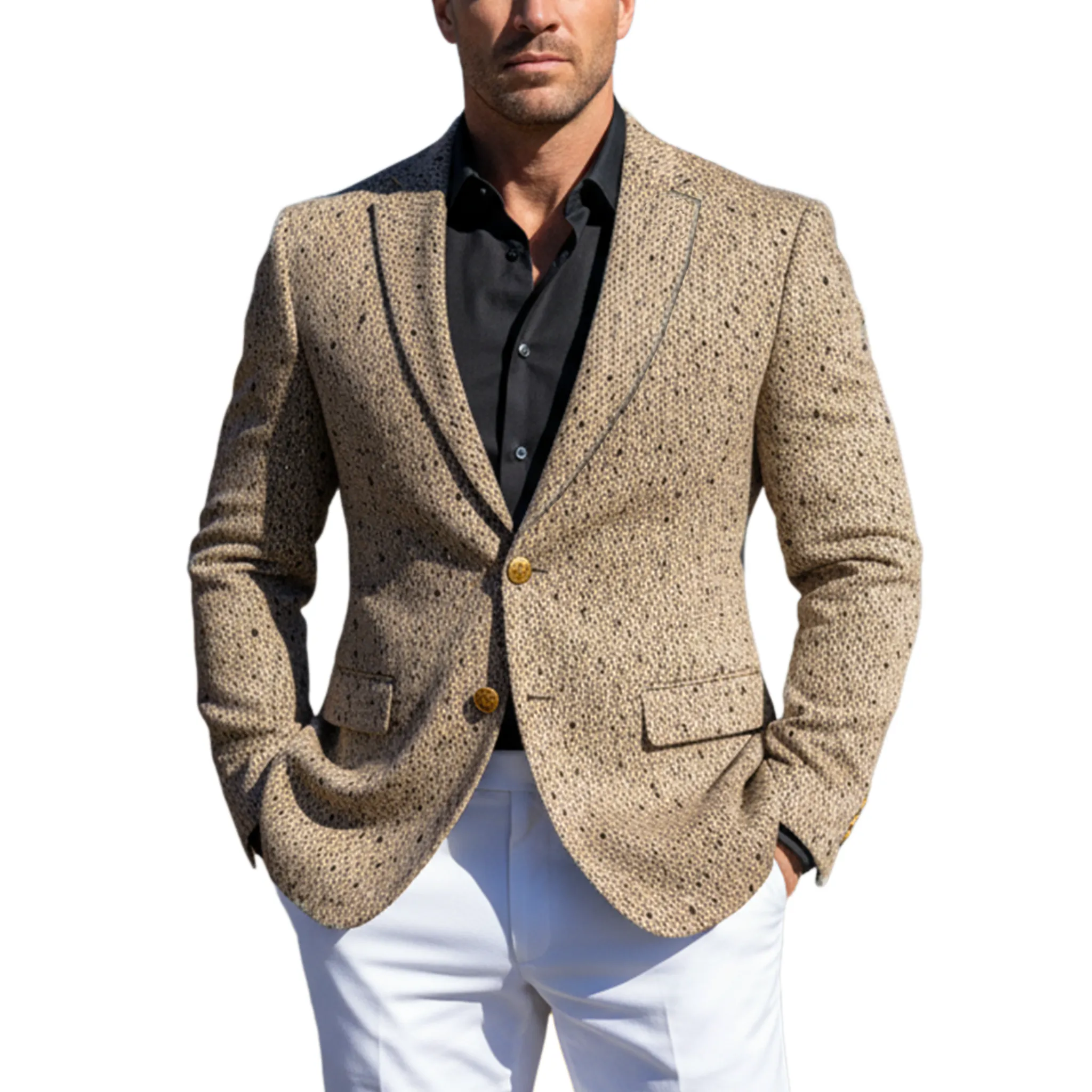 Men's Classic Retro Woolen Texture Single-breasted Slim-fit Blazer MTA1567I3K sold by Manly