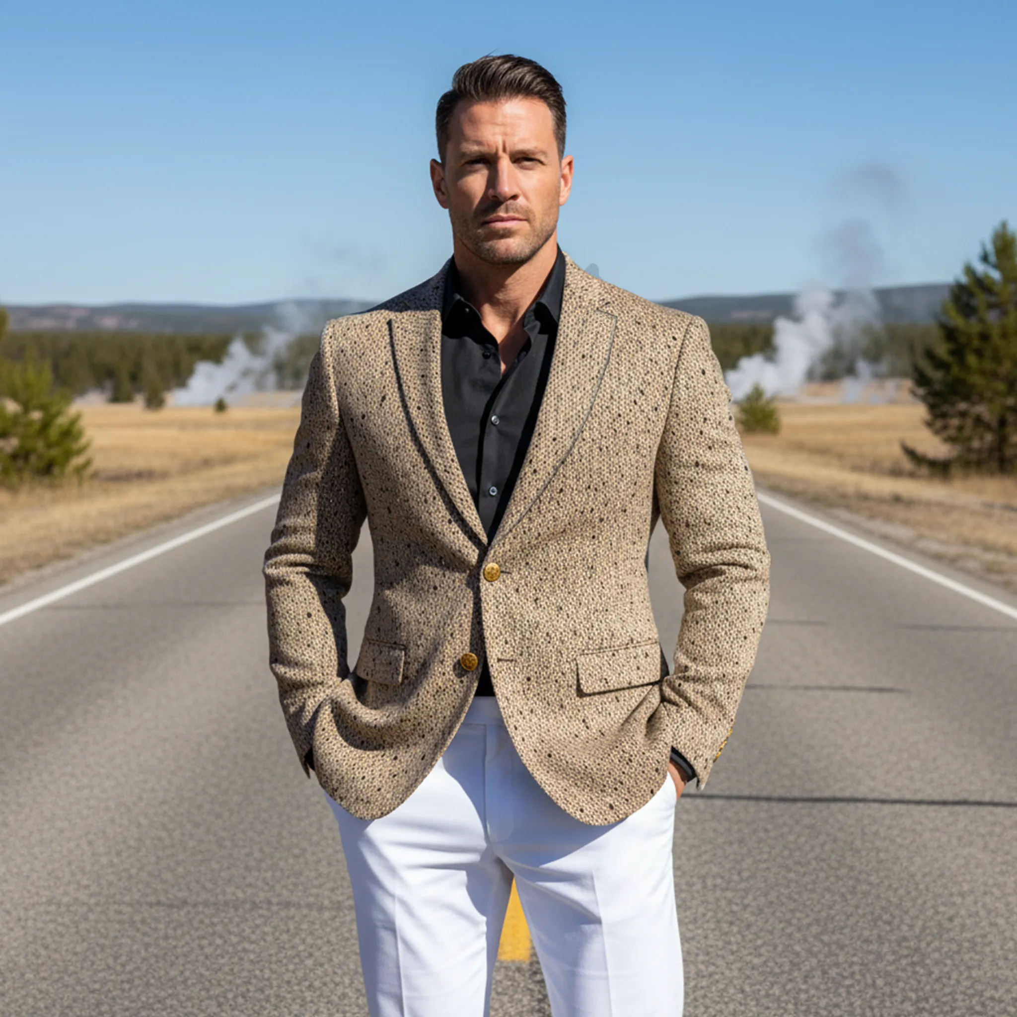 Men's Classic Retro Woolen Texture Single-breasted Slim-fit Blazer MTA1567I3K sold by Manly product image thumbnail 2