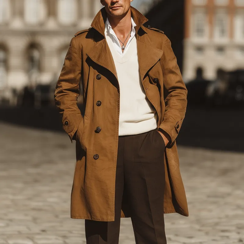 Men's Classic Vintage Double-Breasted Trench Coat MTA1394I8U sold by Manly product image thumbnail 4