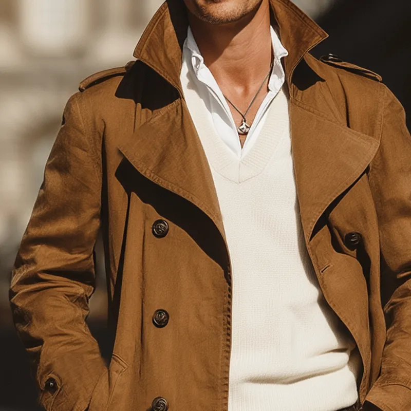 Men's Classic Vintage Double-Breasted Trench Coat MTA1394I8U sold by Manly product image thumbnail 5