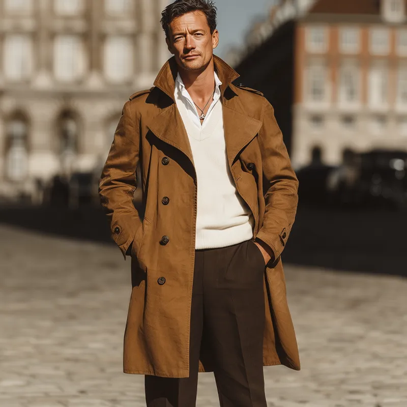 Men's Classic Vintage Double-Breasted Trench Coat MTA1394I8U sold by Manly product image thumbnail 2