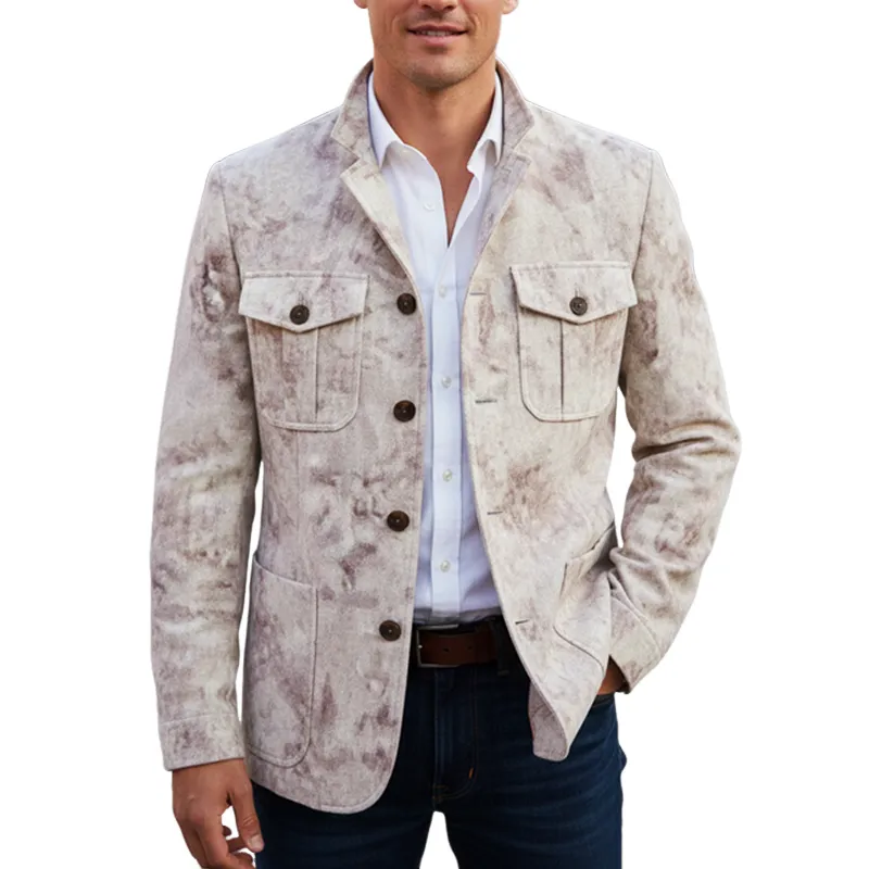 Men's Vintage Elegant Suede Button-Up Jacket MTA1595I4U sold by Manly