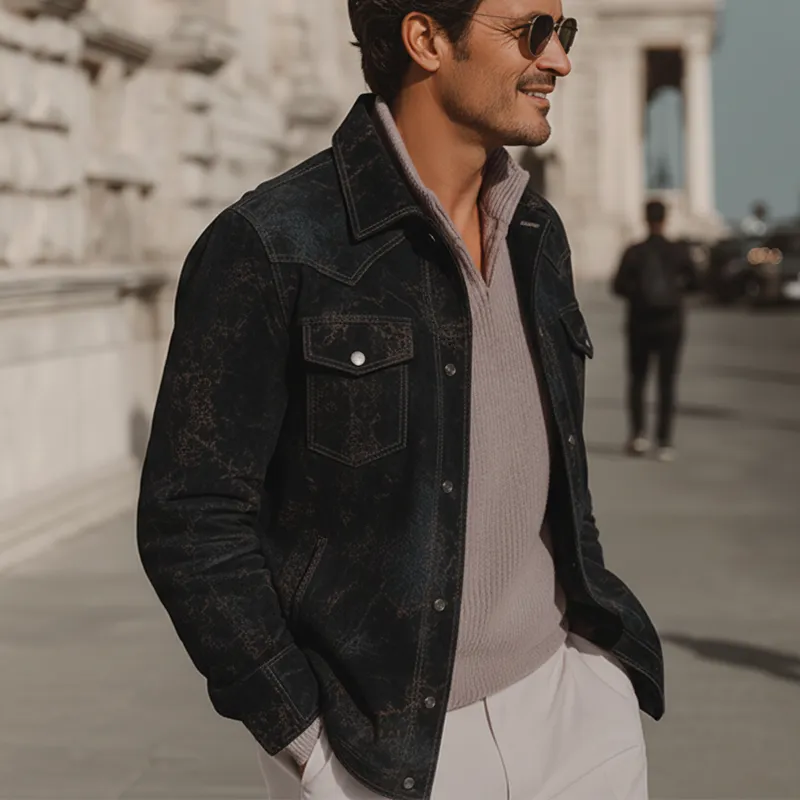 Men's Autumn And Winter Retro Pattern Faux Suede Jacket MTA1506I9P sold by Manly product image thumbnail 4