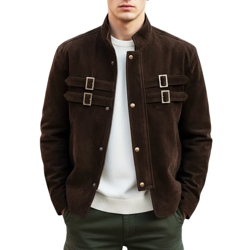 Men's Retro-style  Stand-up Collar  Suede Jacket MTA1731I0U sold by Manly