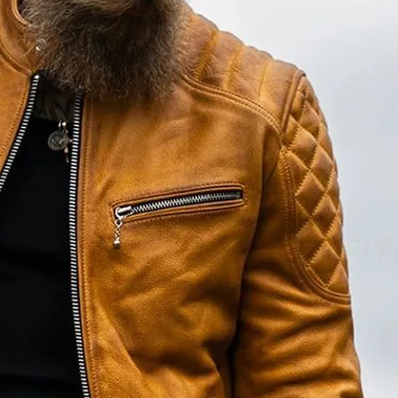 Men's Vintage Stand-up Collar Suede Zip-up Jacket MTA1733I5U sold by Manly product image thumbnail 3