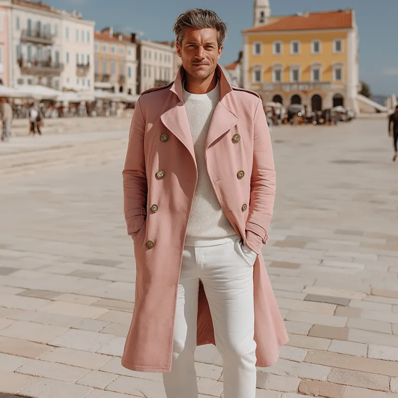 Men's Classic Double-breasted Notched Collar Trench Coat MTA1701I8U sold by Manly product image thumbnail 4