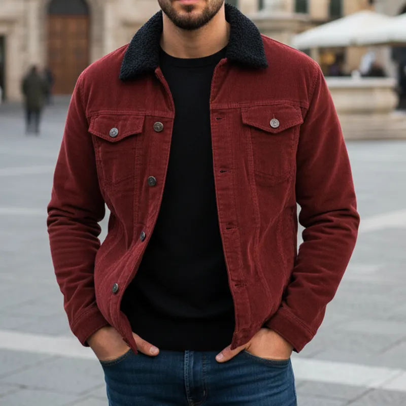 Men's Classic Suede And Fleece Collar Jacket MTA1740I9U sold by Manly product image thumbnail 2