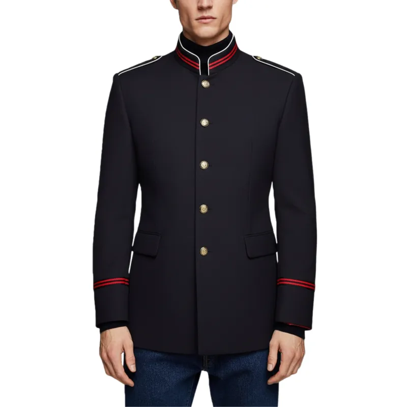 Men's Classic Vintage Stand Collar Twill Cotton Blend Single Breasted Slim Fit Jacket MTA1692I6K sold by Manly