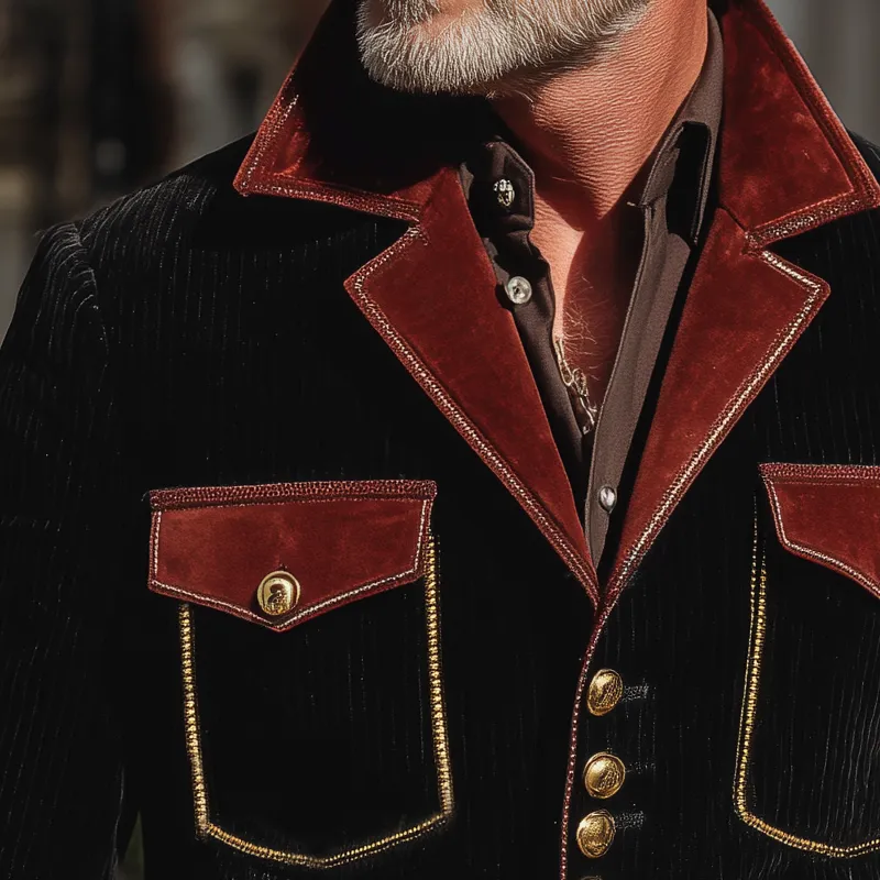 Men's Classic Corduroy And Velvet Colorblock Button-Down Jacket MTA1634I1U sold by Manly product image thumbnail 4