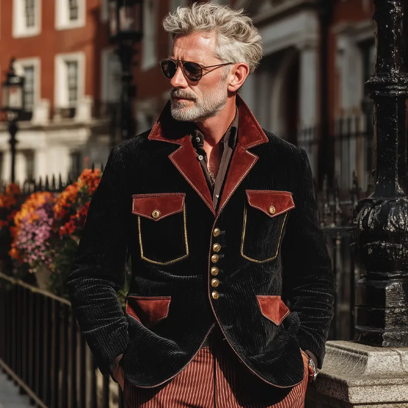 Men's Classic Corduroy And Velvet Colorblock Button-Down Jacket MTA1634I1U sold by Manly product image thumbnail 2