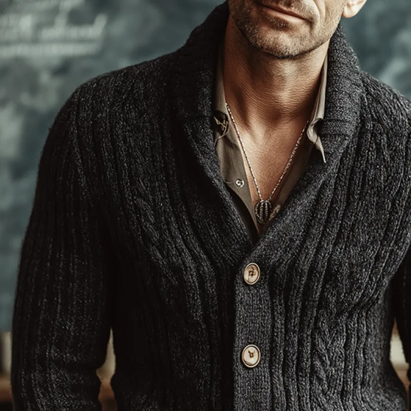 Men's Vintage Cable-knit Button Sweater Cardigan MTA1628I4TO sold by Manly product image thumbnail 3