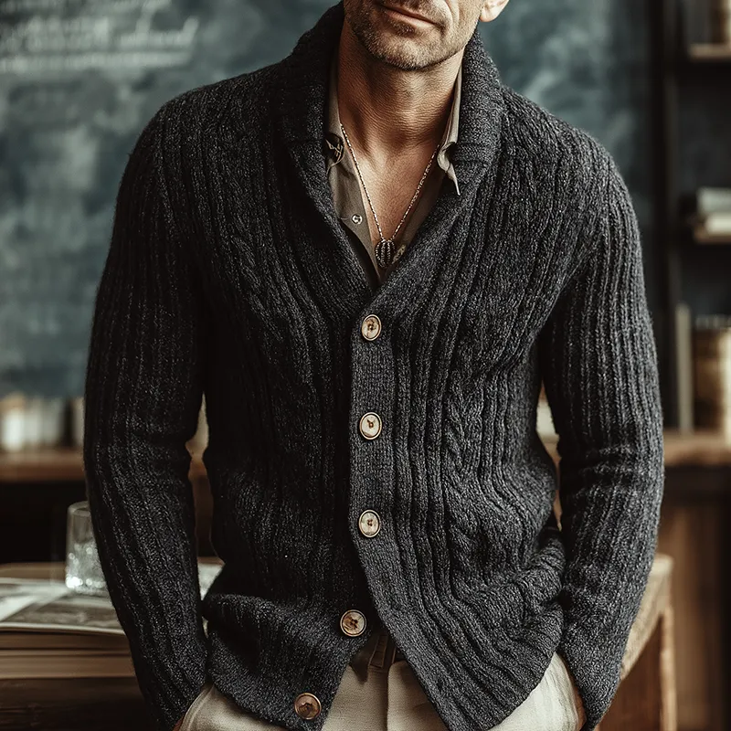 Men's Vintage Cable-knit Button Sweater Cardigan MTA1628I4TO sold by Manly product image thumbnail 2