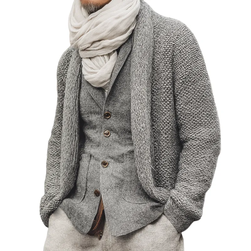 Men's Retro Casual Knitted Buttonless Cardigan MTA1621I6TO sold by Manly