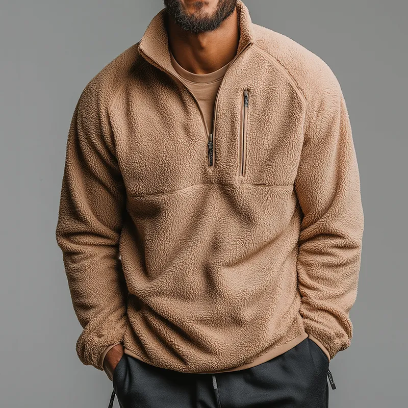 Men's Retro Casual Warm Polar Fleece Zipper Sweatshirt MTA1592I3TO sold by Manly product image thumbnail 2