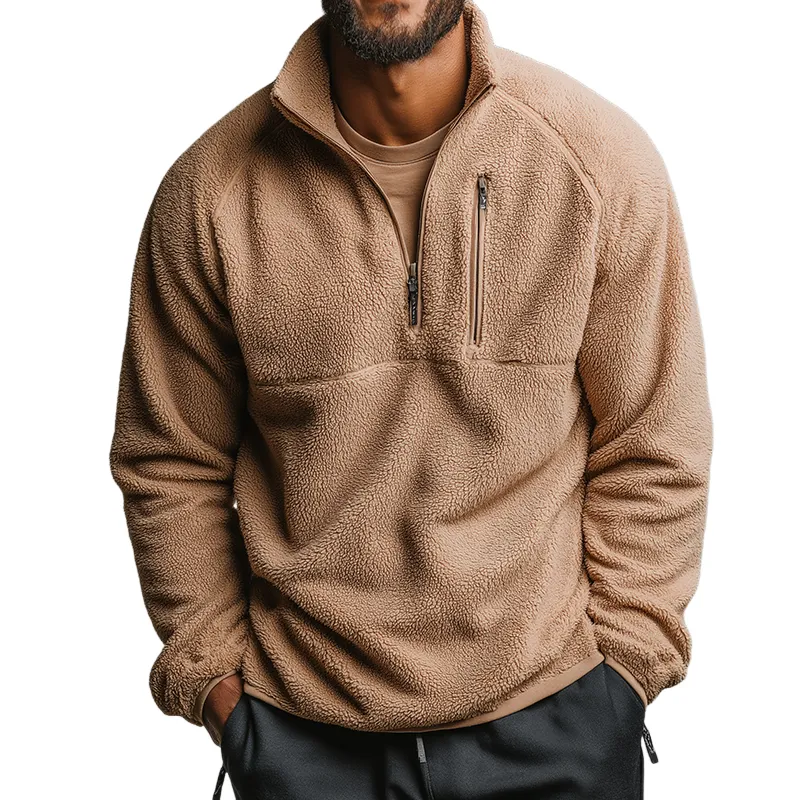 Men's Retro Casual Warm Polar Fleece Zipper Sweatshirt MTA1592I3TO sold by Manly