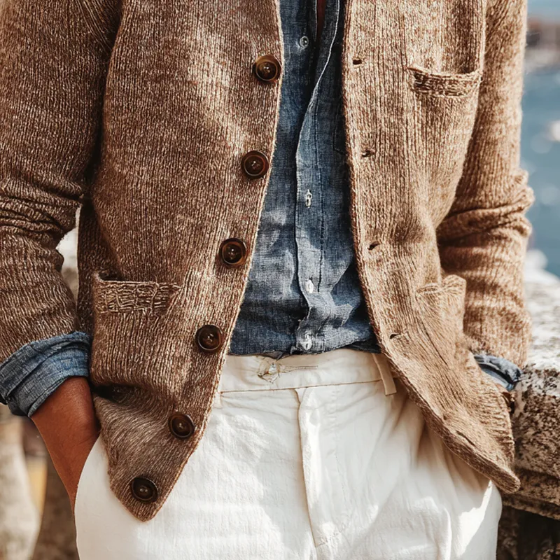 Men's Knitted Stand Collar Single Breasted Multi-pocket Casual Cardigan MTA1507I3Z sold by Manly product image thumbnail 4