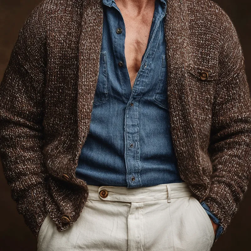 Men's Knitted Shawl Collar Single Breasted Casual Cardigan MTA1586I3Z sold by Manly product image thumbnail 4